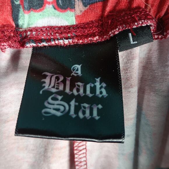 A Black Star Pajama Set Womens Large Red Halloween Horror Graphic Shorts Lounge - Picture 2 of 9